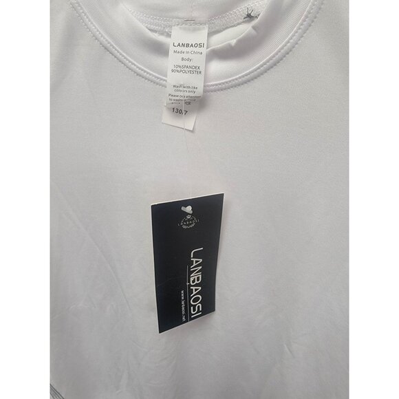 Boys Lanbaosi White Compression Shirt Size 7‎ - Picture 3 of 6